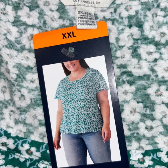 Lucky Brand Green Floral Short Sleeve Tee - Picture 2 of 3